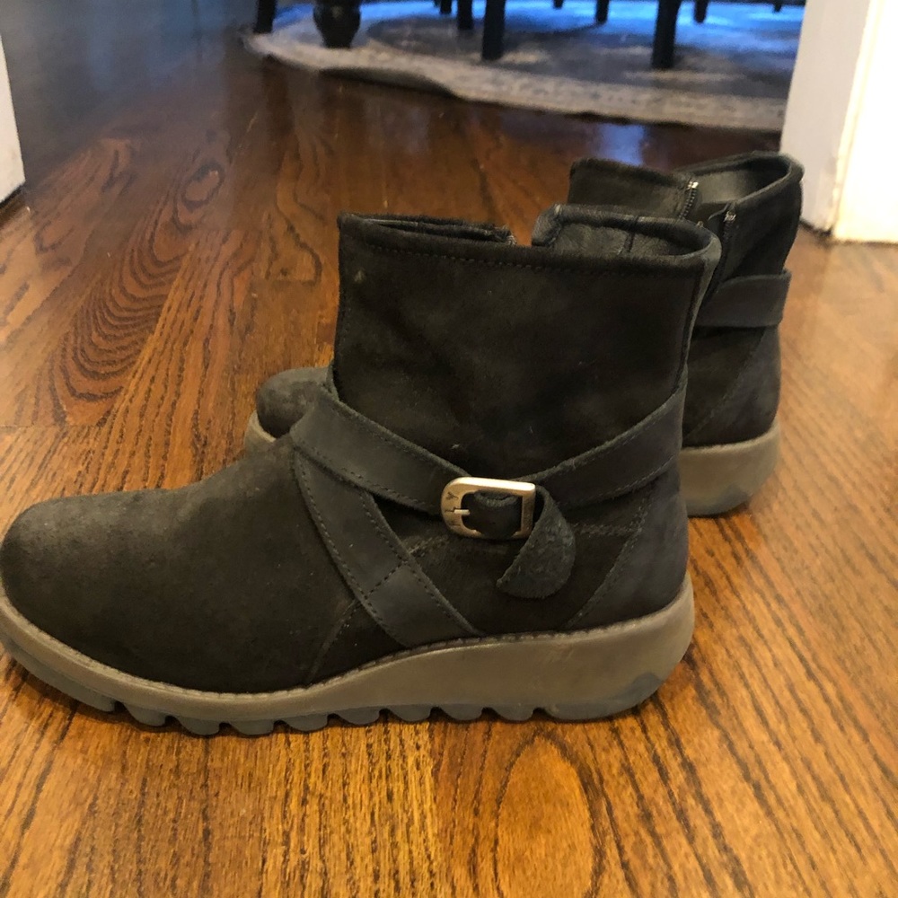 Fly London black suede ankle boot